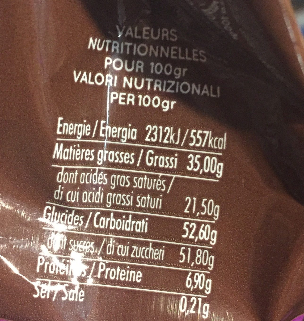 Palets de Chocolats au Lait - Nutrition facts - fr