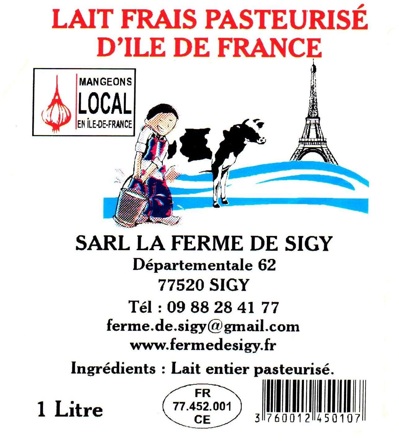 Lait frais pasteurisé d'Île-de-France - Ingredients - fr