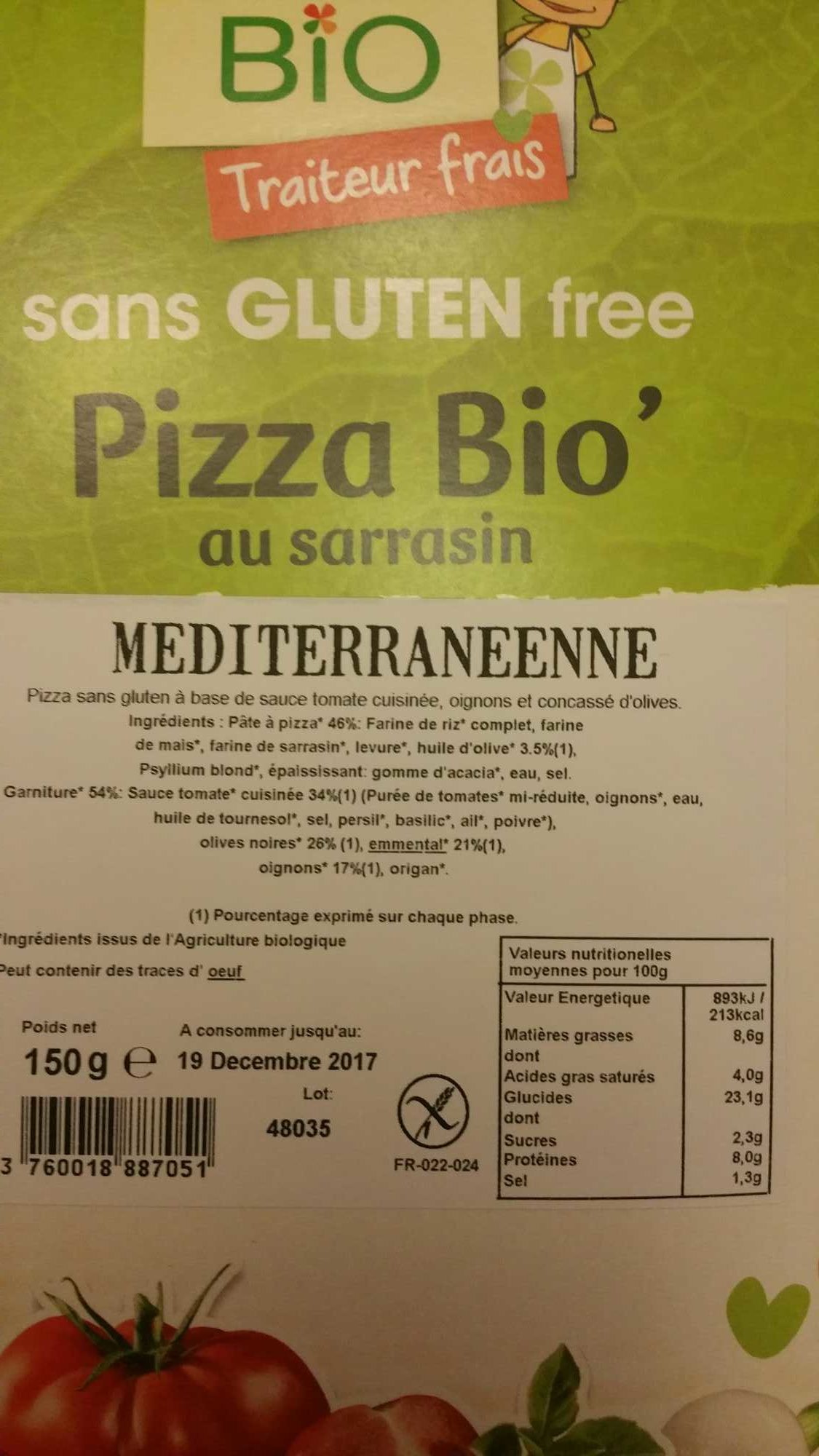 Pizza Bio' au Sarrasin Méditerranéenne - نتاج - fr