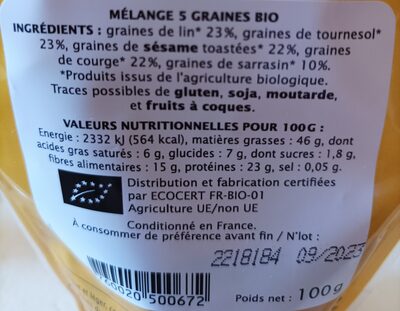 Mélange 5 graines - Ingrediënten - fr