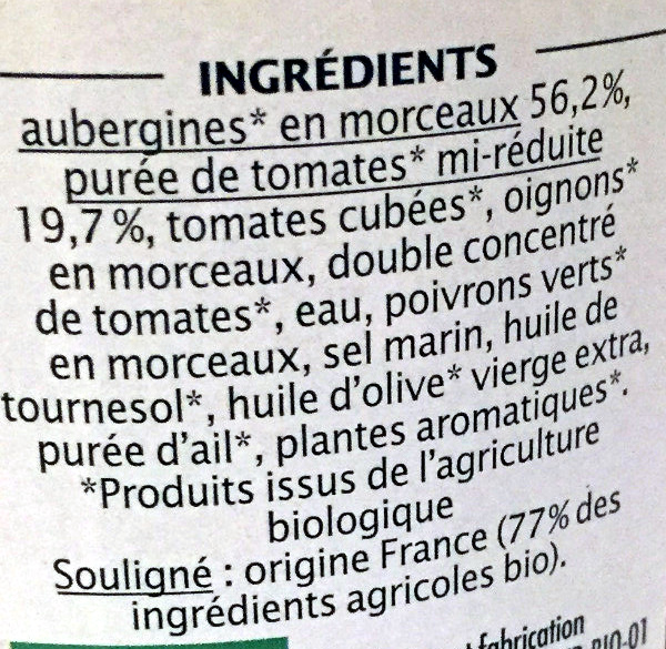 Aubergines cuisinées - Ingredients - fr