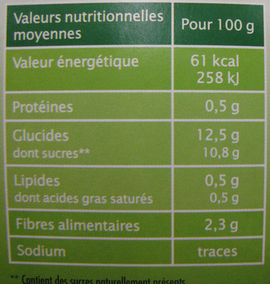 Dessert Biofruits Pomme nature Jardin Bio - Nutrition facts - fr