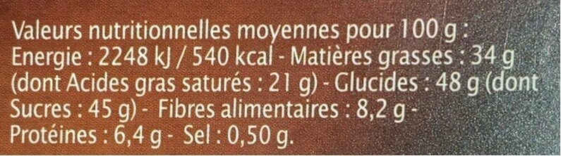 Chocolat Noir pointe de Fleur de sel - Nutrition facts - fr
