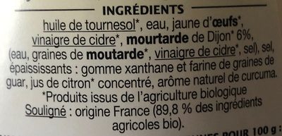 Mayonnaise à la moutarde de Dijon - Ingredients - fr
