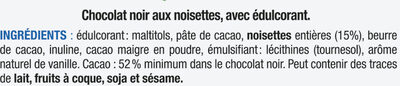 Chocolat noir noisettes entières - Ingredients - fr