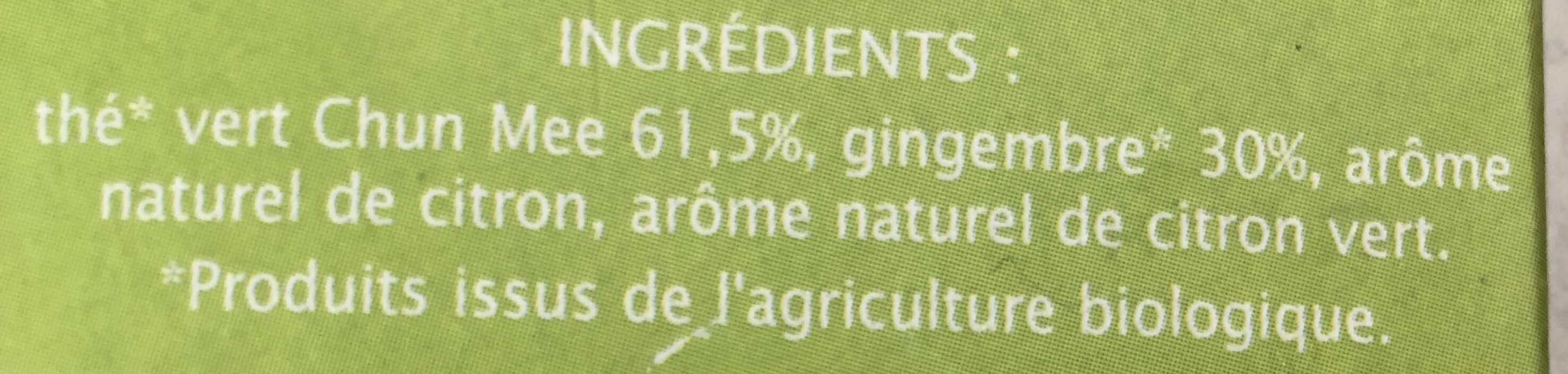 Thé Vert saveur Gimgembre Citron vert - Ingrédients