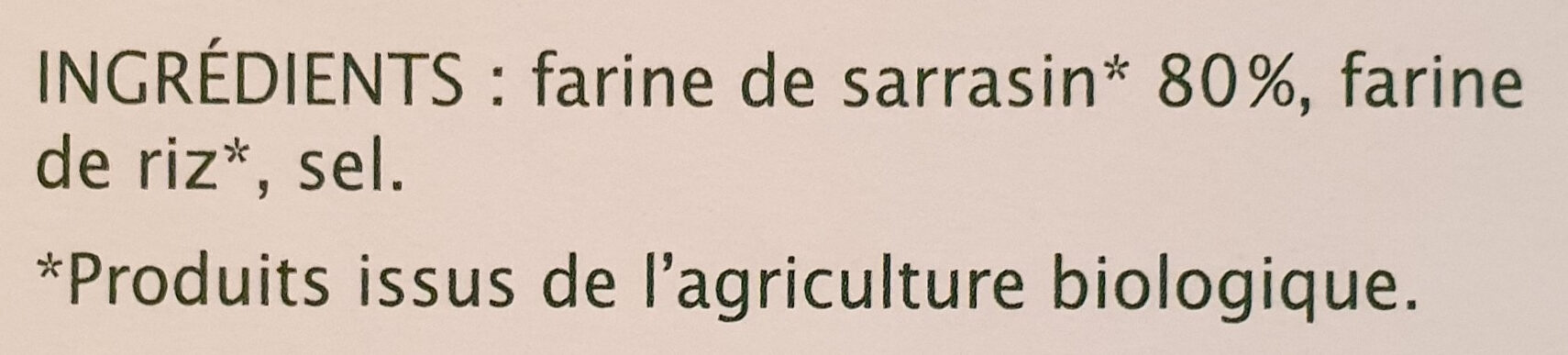 Tartines craquantes Sarrasin - Ingredientes - fr