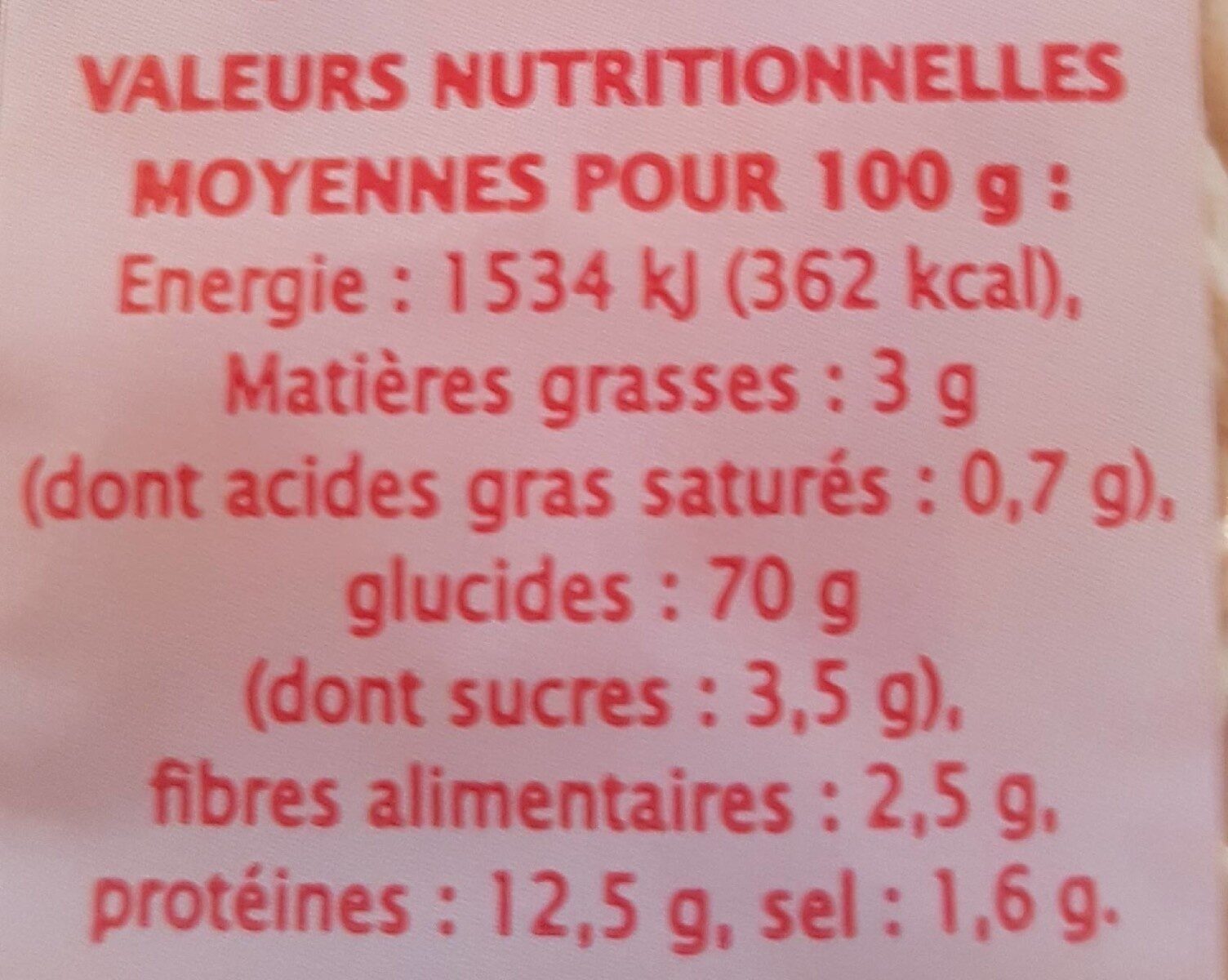 Nouilles aux œufs - Nutrition facts - fr