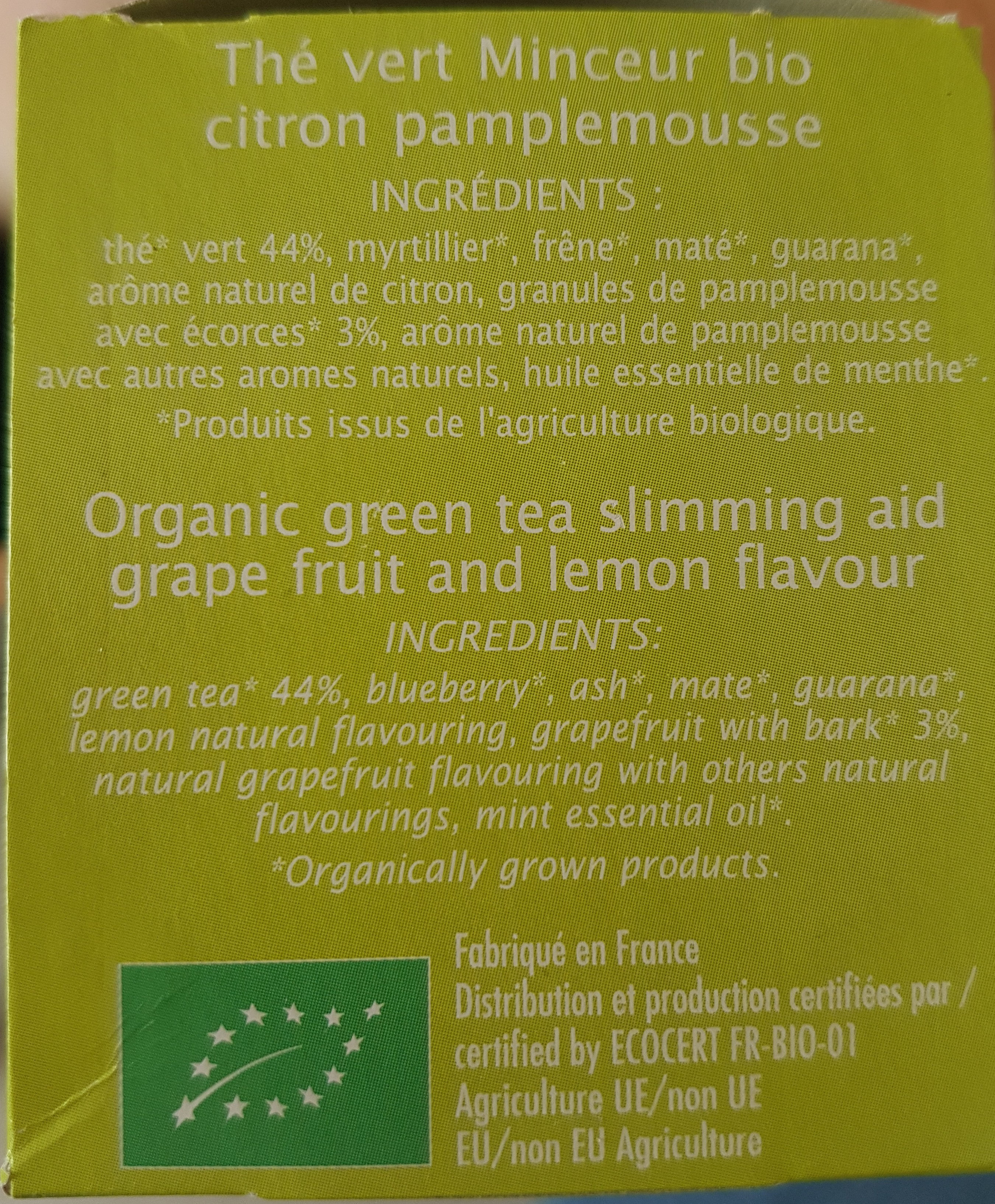 Thé vert minceur bio - Ingredients - fr