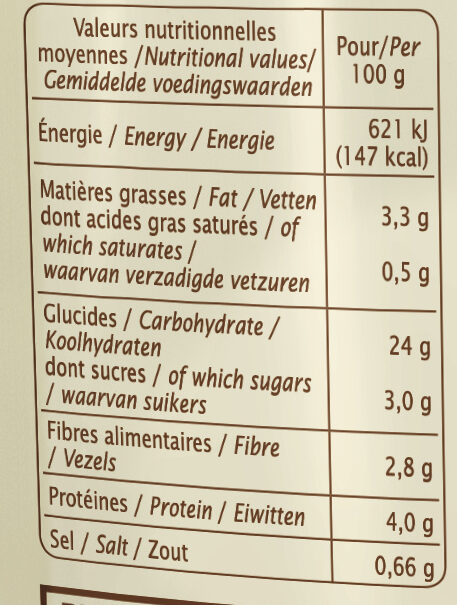 Couscous légumes du soleil - Nutrition facts - fr