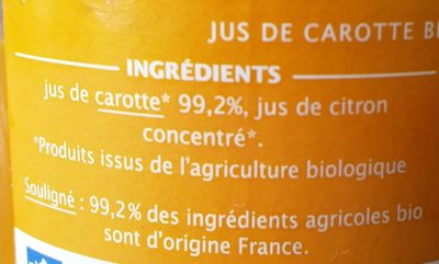 Jus de Carotte - Ingredients - fr