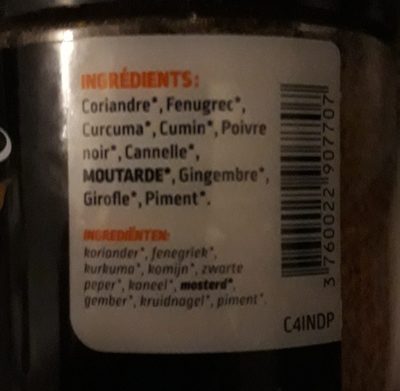 Curry indien - Ingredients - fr