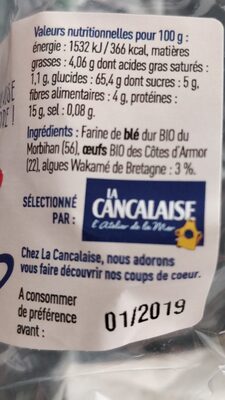 Tagliatelles Bio au wakame - Ingredients - fr