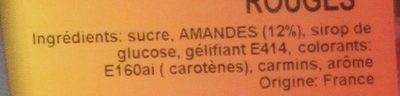 Pralines amandes rouges - Ingredients - fr