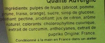 Pâtes de fruits barres qualité Auvergne - Ingredients - fr