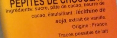 Pépites de chocolat - Ingredients - fr