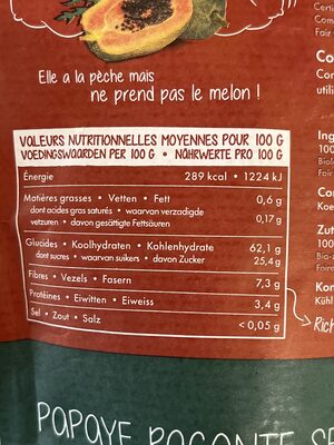 PAPAYE RED SOLO DU CAMERON EN TRANCHES SECHEES - Nutrition facts - fr