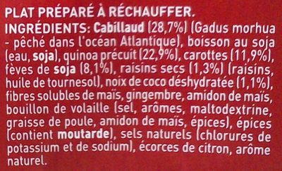 Bienfaits pour moi - Cabillaud & quinoa à la noix de coco - Ingredients - fr