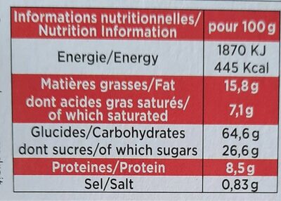 Sablés cannelle bio - Nutrition facts - fr