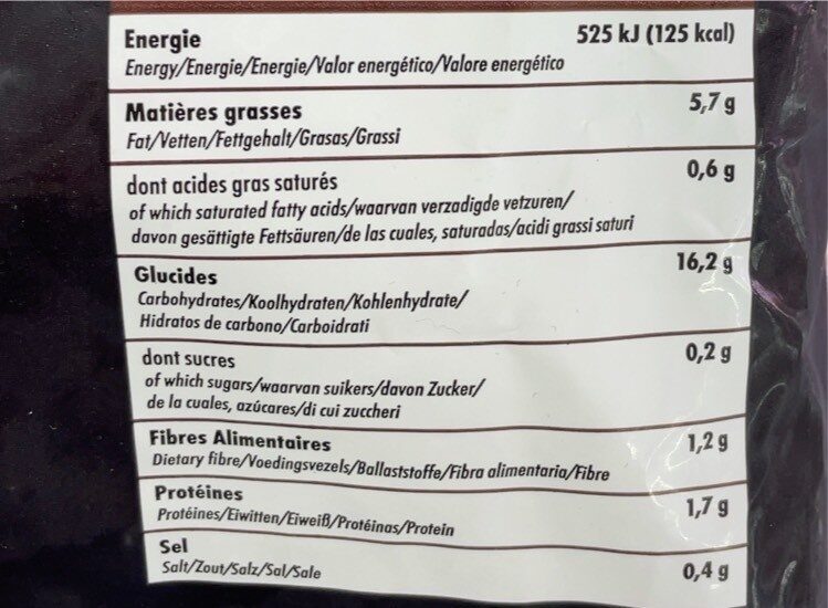Frites aux herbes - Hranljiva vrednost - fr