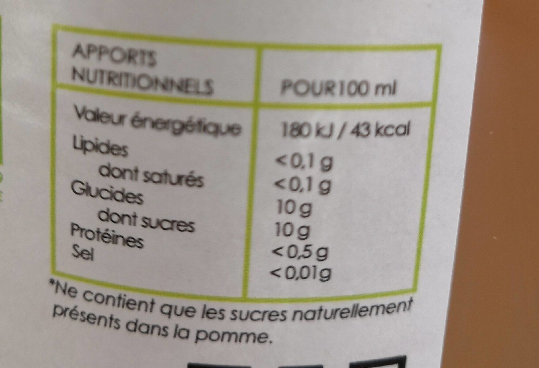 Ariane 100% pur jus - Nutrition facts - fr