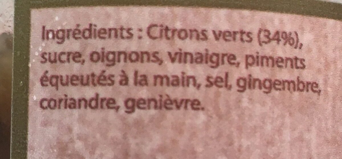 Chutney aux citrons verts - Ingrediënten - fr
