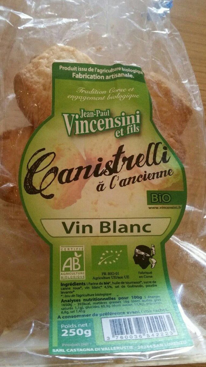 CANISTRELLI VIN BLANC BIO 250 - Produit
