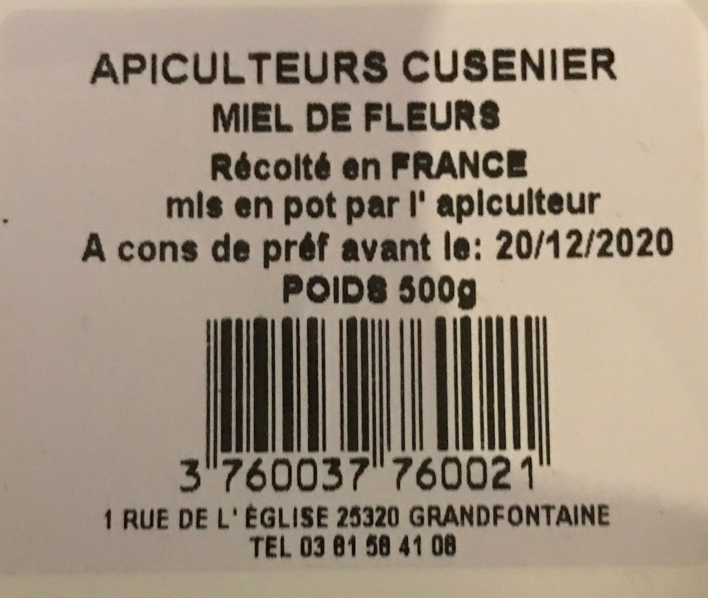 Miel De Franche-comte - Ingredients - fr