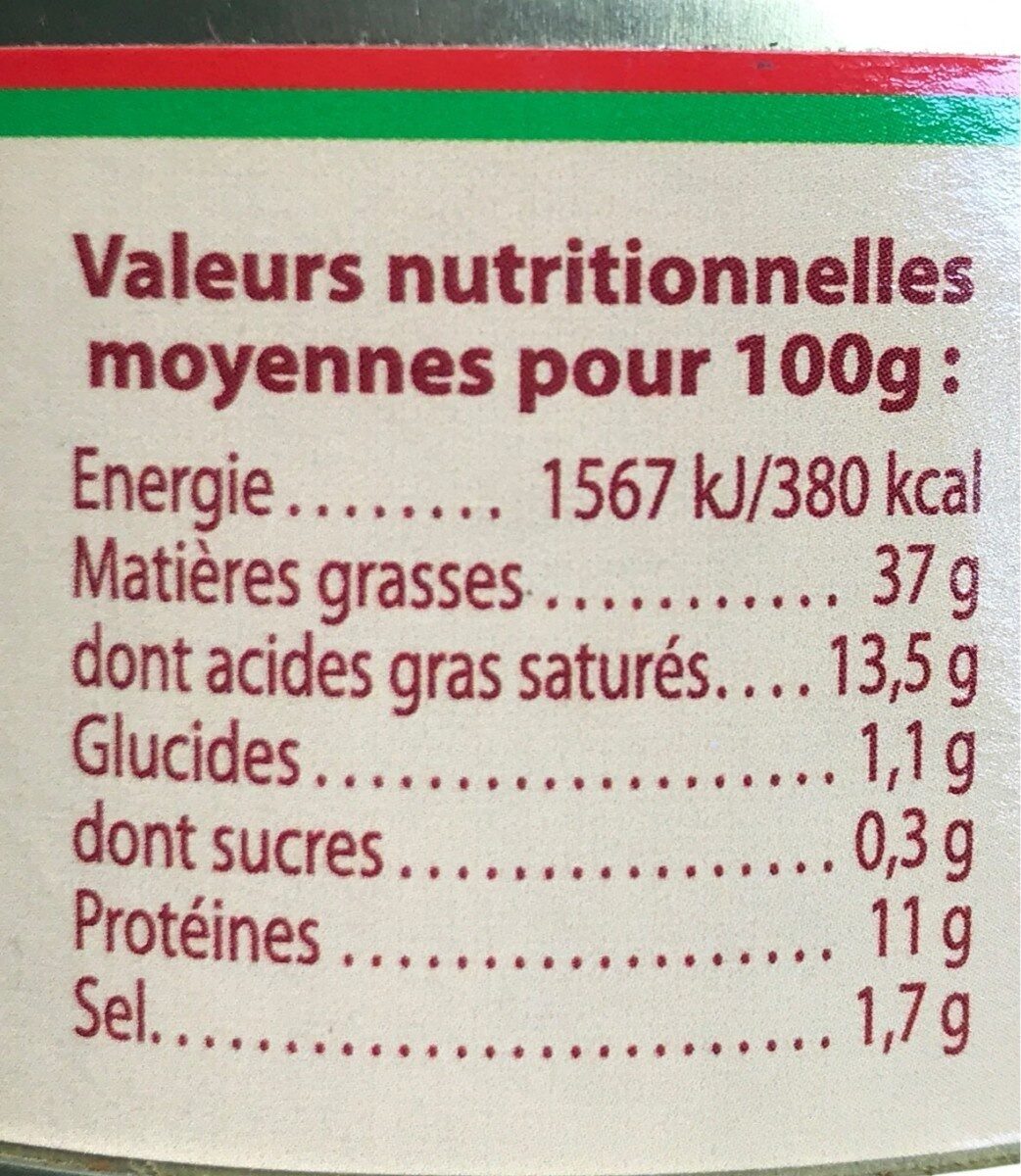 Paté au piment d'Espelette - Nutrition facts - fr