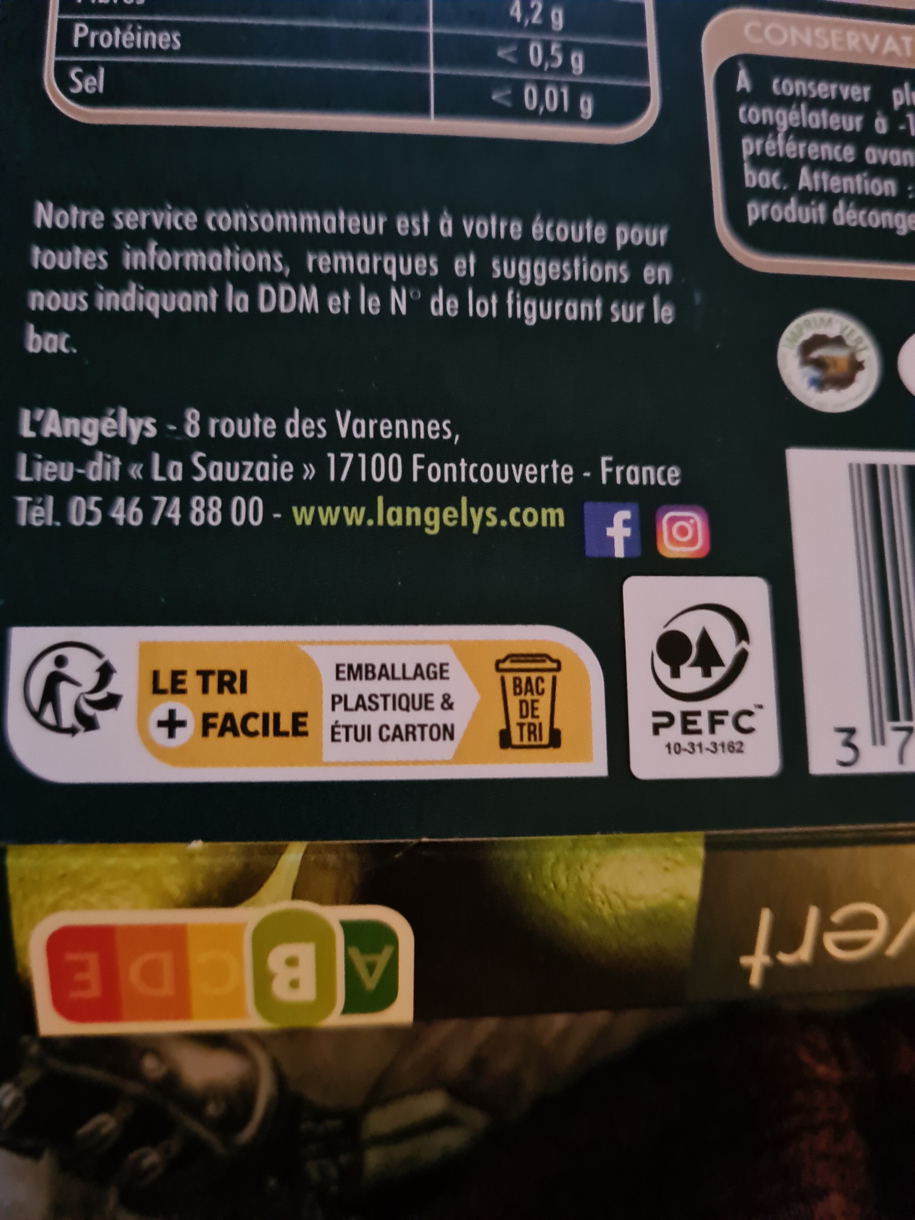 Sorbet plein fruit Citron Vert - Recycling instructions and/or packaging information - fr