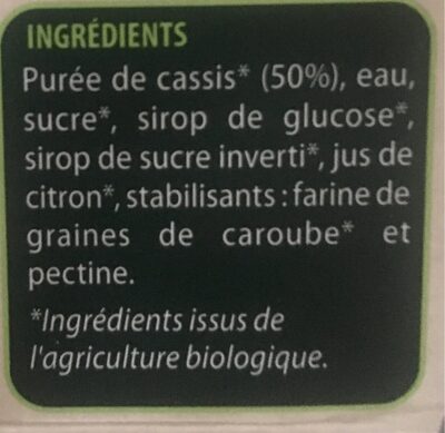 Sorbet Cassis - Ingredients - fr