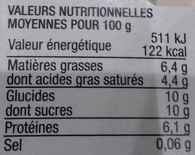 Le fromage blanc des Limousins sur lit de framboises de Corrèze - Nutrition facts