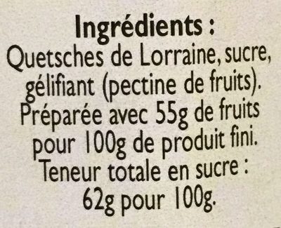 Confiture Extra Quetsche de Lorraine - Ingredients - fr