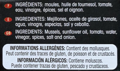 Moules Sauce Vieira - Ingredients - fr