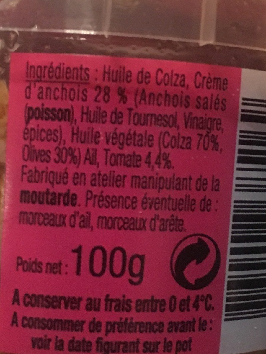 Anchoïadine à la tomate - Ingredients - fr