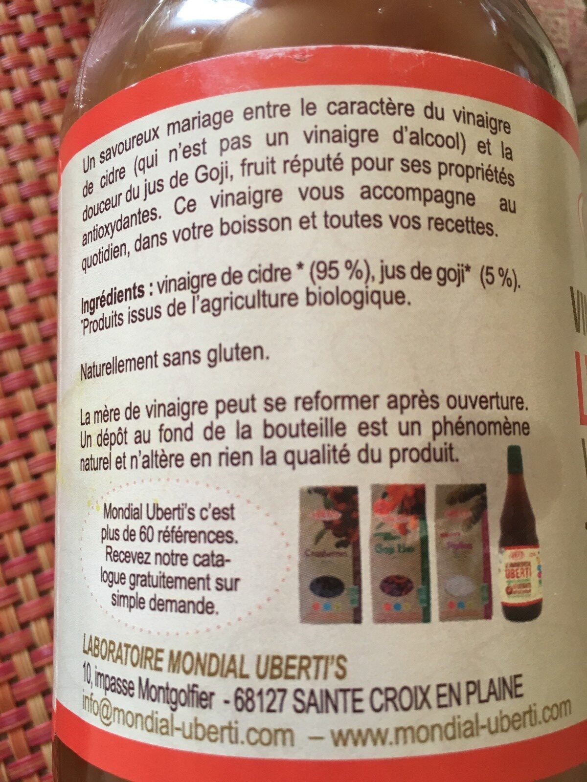 Vinaigre De Cidre Au Goji - Ingrediënten - fr