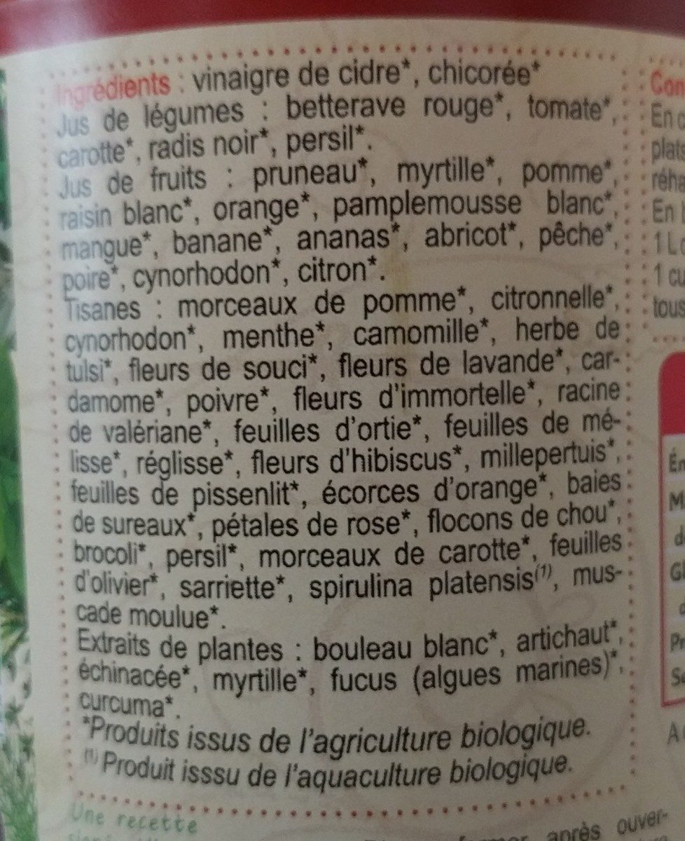 Vinaigre Bio - Ingrediënten - fr