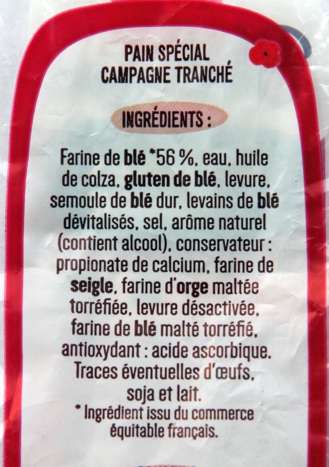 Tartines spécial campagne - المكونات - fr