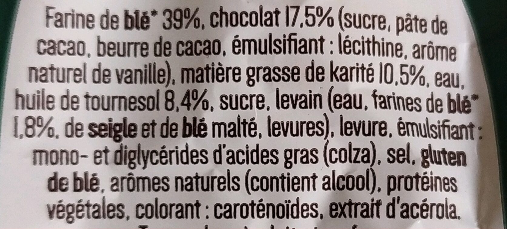 Pains au chocolat Vegan - Ingredienser - fr