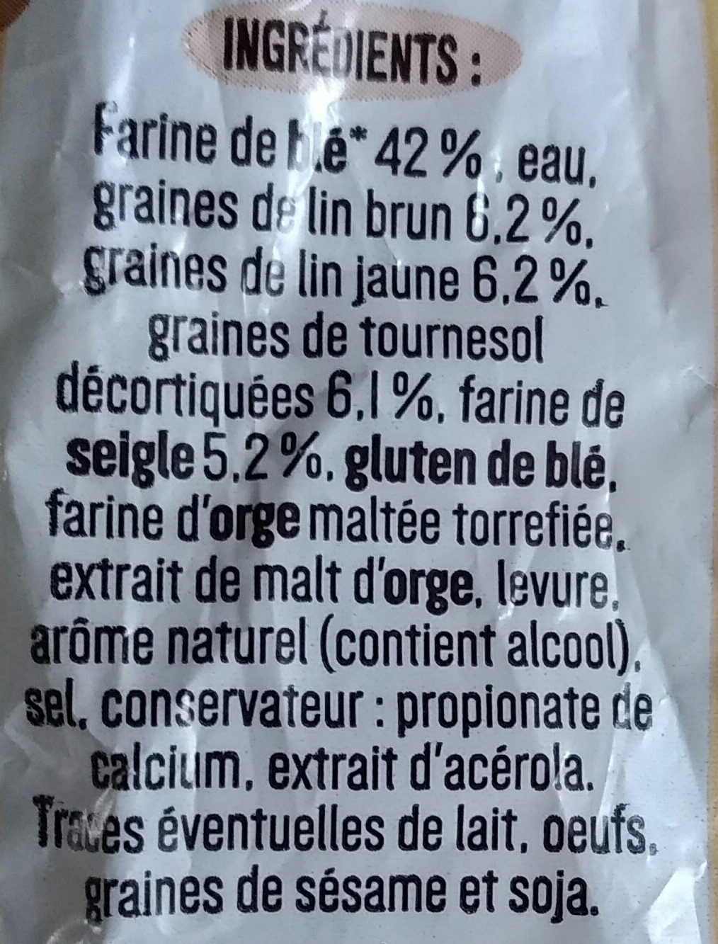 Seigle & Graines - Ingredienti - fr