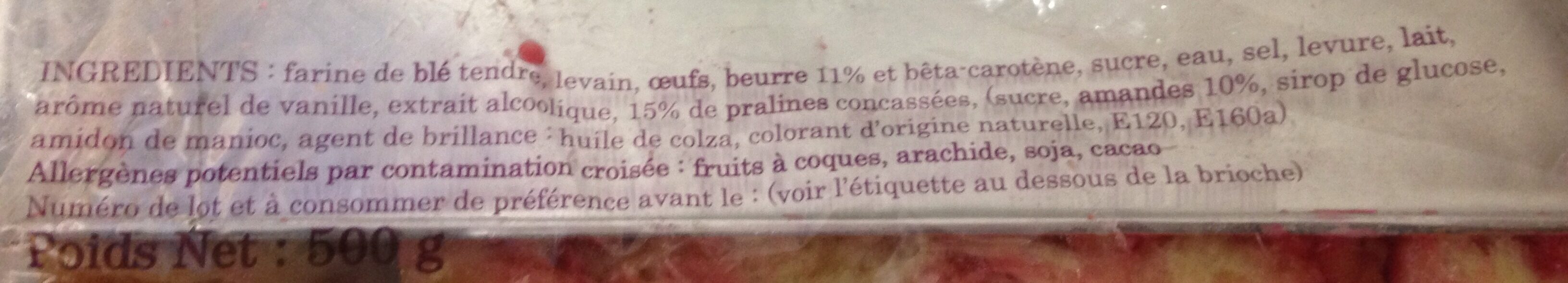 Brioche aux pralines - Ingredients - fr