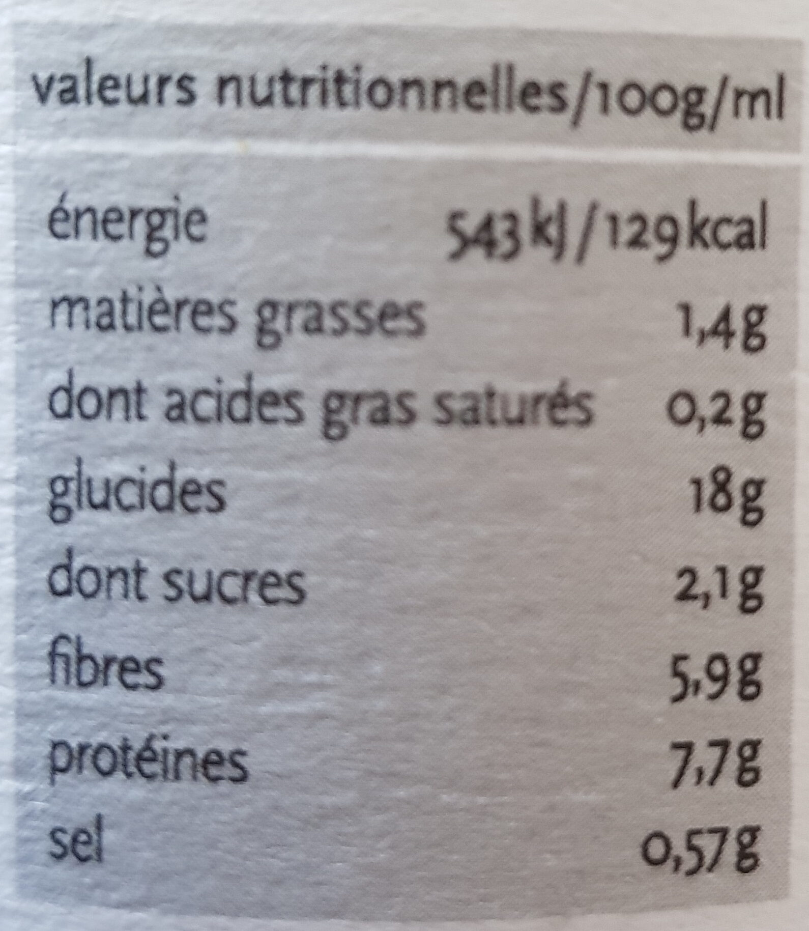 Pois cassés jardinière - Nutrition facts - fr
