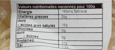 Parmesan - Nutrition facts - fr