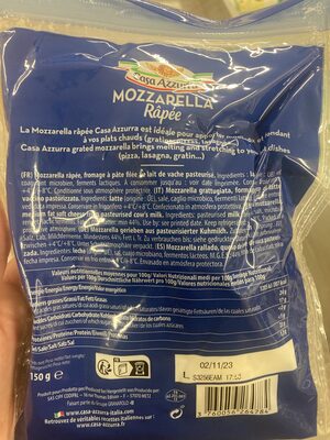 Mozzarella râpé - Ingrédients