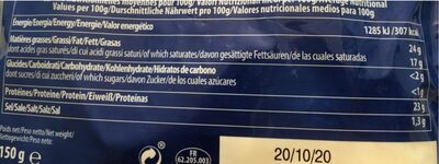 Mozzarella râpé - Tableau nutritionnel