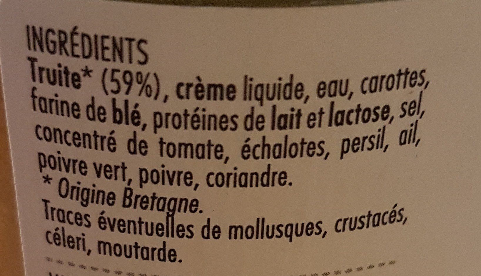 Rillettes de truite de Bretagne - Ingredienser - fr