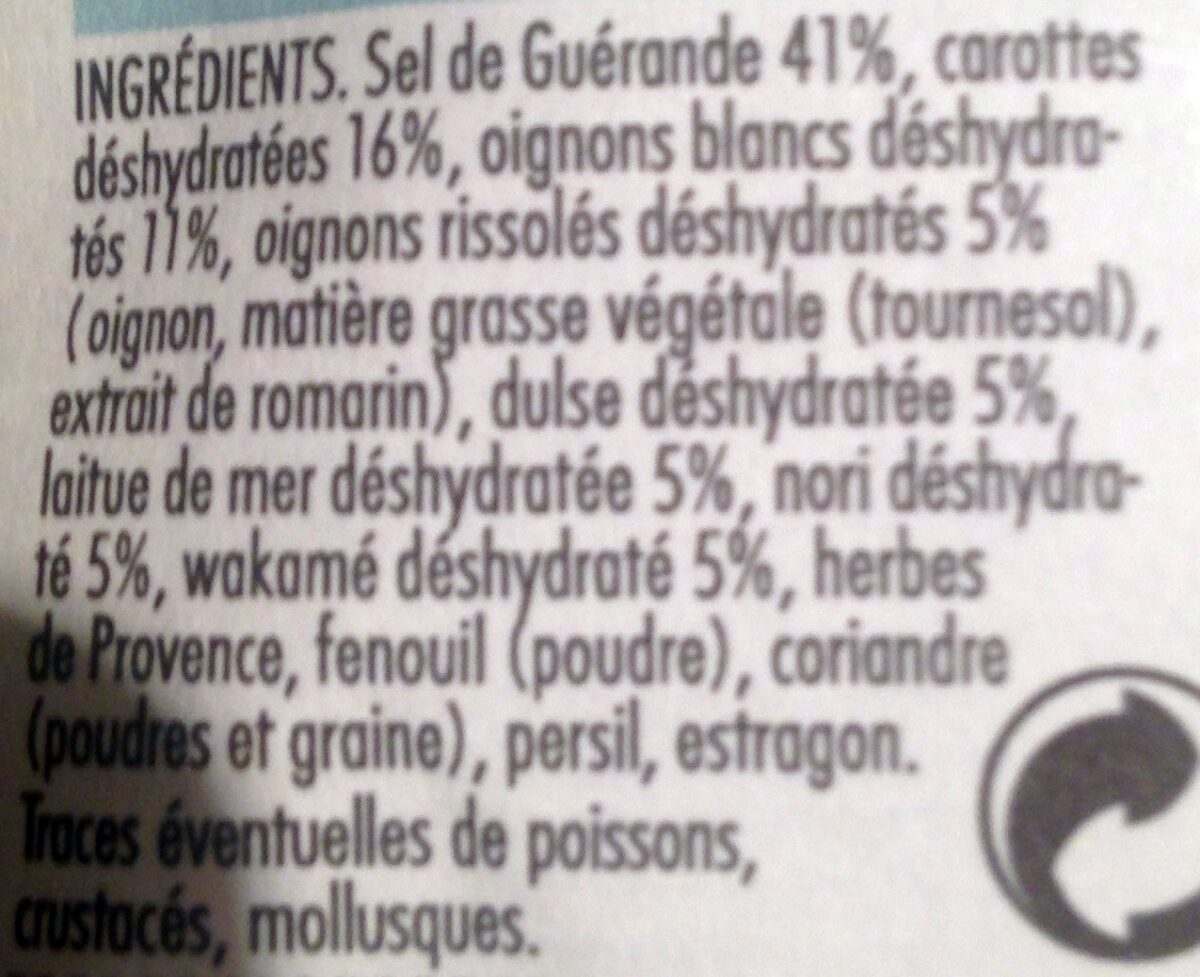 Assaisonement marin Court-Bouillon aux algues et légumes - Ingredients - fr