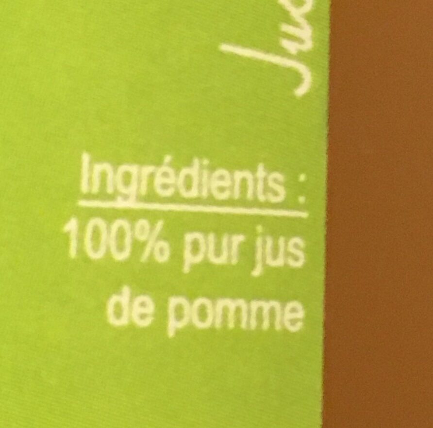 100% Pur jus de pomme brut de pressoir - Ingrediënten - fr