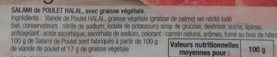 Salami de poulet Halal - Ingredients - fr