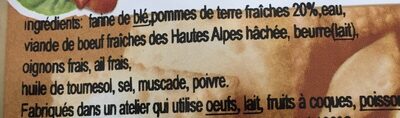 Tourtons a la viande VBF Hautes Alpes - Ingredients - fr